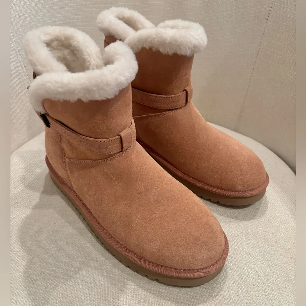 UGG KOOLABURRA Delene Mini In Mauve Pink Suede Warm Winter Booties Size 10